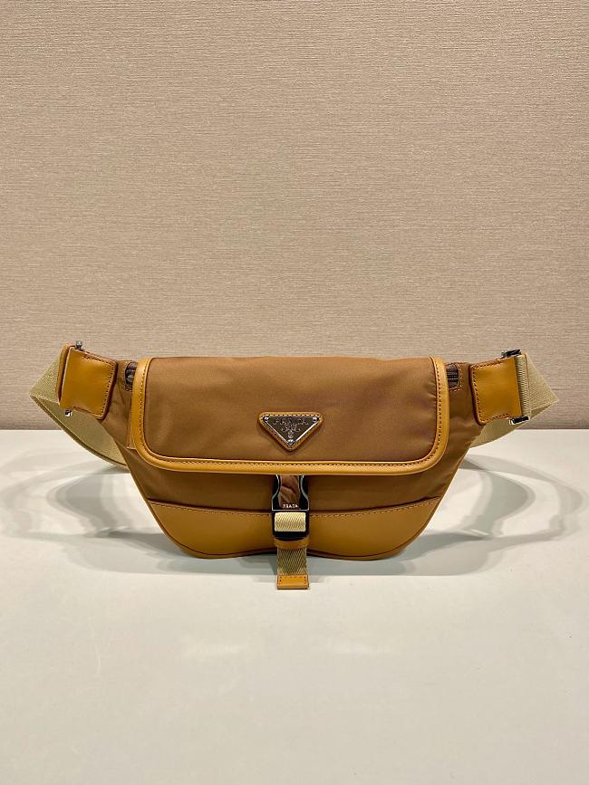 Prada Re-Nylon and leather shoulder bag 2VH176 brown - 18cm - 1