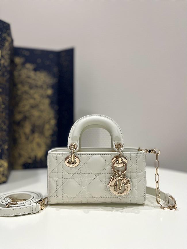 Dior Lady D-Joy Micro Bag White Patent Cannage Lambskin 16cm - 1