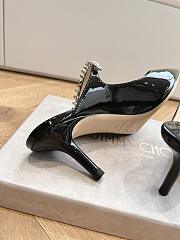 Jimmy Choo Black Patent Leather Mules with Crystal Strap - 4