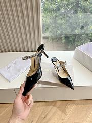 Jimmy Choo Black Patent Leather Mules with Crystal Strap - 3