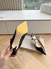 Jimmy Choo Black Patent Leather Mules with Crystal Strap - 2