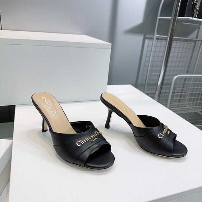 Dior Heeled Slide Black Satin - 1