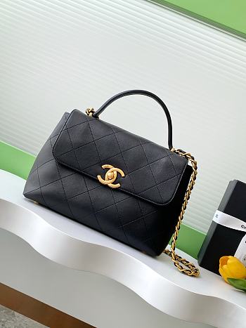 Chanel 25s Flap Bag with Top Handle Calfskin & Gold Hardware - 28x20.5x9.5cm