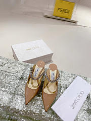 Jimmy Choo Ballet Pink Patent Leather Mules with Crystal Strap - 1