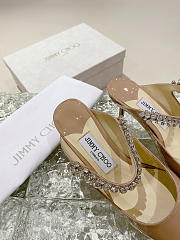Jimmy Choo Ballet Pink Patent Leather Mules with Crystal Strap - 2