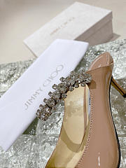 Jimmy Choo Ballet Pink Patent Leather Mules with Crystal Strap - 3