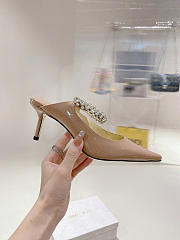 Jimmy Choo Ballet Pink Patent Leather Mules with Crystal Strap - 5