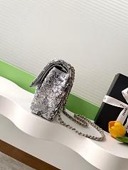 Chanel classic embroidered satin sequins silver tone metal - 25.5x15.5x6.5cm - 6