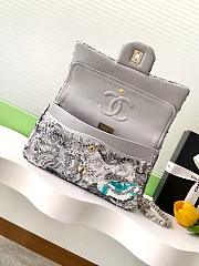 Chanel classic embroidered satin sequins silver tone metal - 25.5x15.5x6.5cm - 3