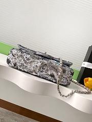 Chanel classic embroidered satin sequins silver tone metal - 25.5x15.5x6.5cm - 4
