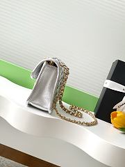 Chanel mini flap bag metallized braided calfskin in silver - 13x19x5.5cm - 6