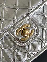 Chanel mini flap bag metallized braided calfskin in silver - 13x19x5.5cm - 5