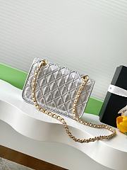 Chanel mini flap bag metallized braided calfskin in silver - 13x19x5.5cm - 3
