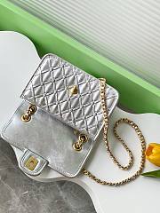 Chanel mini flap bag metallized braided calfskin in silver - 13x19x5.5cm - 2