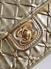 Chanel mini flap bag metallized braided calfskin in gold - 13x19x5.5cm - 5
