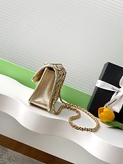 Chanel mini flap bag metallized braided calfskin in gold - 13x19x5.5cm - 4