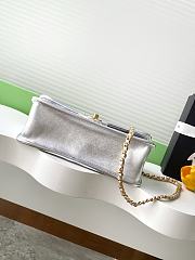 Chanel small flap bag metallized braided calfskin in silver - 15x25x8cm - 4