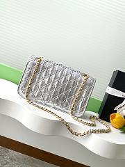 Chanel small flap bag metallized braided calfskin in silver - 15x25x8cm - 3
