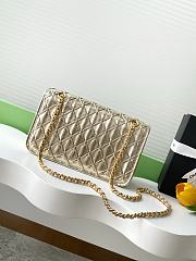 Chanel small flap bag metallized braided calfskin in gold - 15x25x8cm - 6