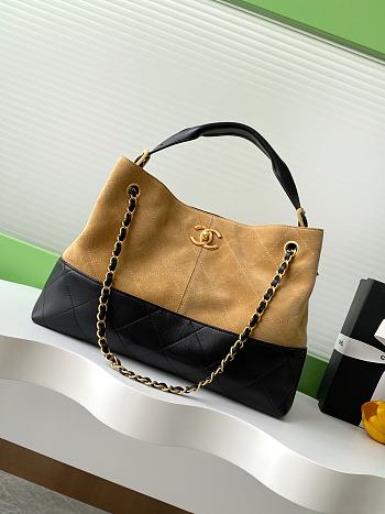 Chanel 25a Shopping Bag Beige & Black - 36x24x12cm