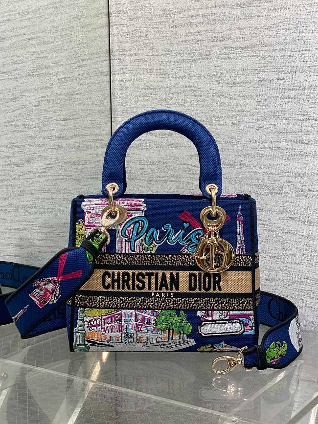 Dior Lady Natural Raffia and Multicolor Embroidered Cotton Bag- 24x20x11cm - 1