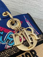 Dior Lady Natural Raffia and Multicolor Embroidered Cotton Bag- 24x20x11cm - 6
