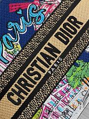 Dior Lady Natural Raffia and Multicolor Embroidered Cotton Bag- 24x20x11cm - 4