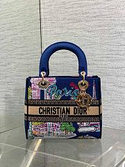 Dior Lady Natural Raffia and Multicolor Embroidered Cotton Bag- 24x20x11cm - 3