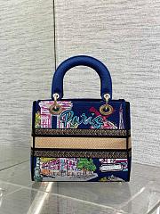 Dior Lady Natural Raffia and Multicolor Embroidered Cotton Bag- 24x20x11cm - 2