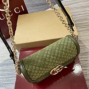 Gucci Go small shoulder bag Variation forest green GG suede - 21.5x14x9cm - 6
