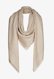 Fendi FF Shawl Cream shawl with metallic yarn - 1