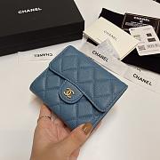Chanel Calfskin Leather Plain Folding Blue Wallets - 5