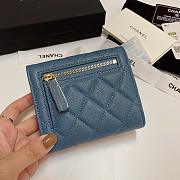 Chanel Calfskin Leather Plain Folding Blue Wallets - 2
