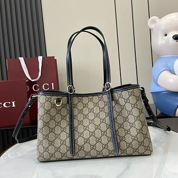 Gucci GG Emblem small tote bag beige & black - 31x18.5x11.5cm