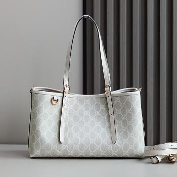 Gucci GG Emblem small tote bag beige and white - 31x18.5x11.5cm