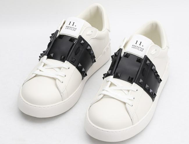 Valentino Garavani Rockstud Untitled white calfskin sneaker - 1