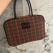 Miumiu Beau tartan top-handle bag with leather details 34cm - 1