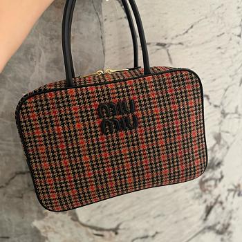 Miumiu Beau tartan top-handle bag with leather details 34cm