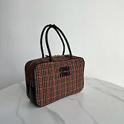 Miumiu Beau tartan top-handle bag with leather details 34cm - 3