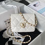 Chanel Heart Mini Flap Bag White Lambskin Antique Gold Hardware 18cm - 1