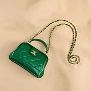 Chanel Mini Bag With Top Handle Shiny Lambskin Green 18cm - 6
