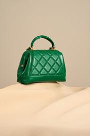 Chanel Mini Bag With Top Handle Shiny Lambskin Green 18cm - 4