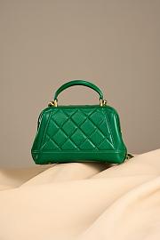 Chanel Mini Bag With Top Handle Shiny Lambskin Green 18cm - 3