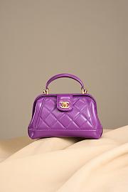 Chanel Mini Bag With Top Handle Shiny Lambskin Purple 18cm - 1
