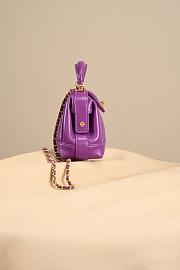 Chanel Mini Bag With Top Handle Shiny Lambskin Purple 18cm - 6