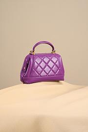 Chanel Mini Bag With Top Handle Shiny Lambskin Purple 18cm - 5