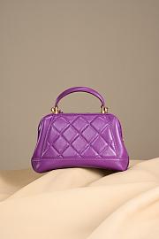 Chanel Mini Bag With Top Handle Shiny Lambskin Purple 18cm - 2