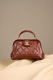Chanel Mini Bag With Top Handle Shiny Lambskin Brown 18cm - 1
