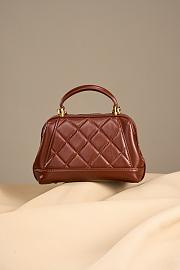 Chanel Mini Bag With Top Handle Shiny Lambskin Brown 18cm - 5