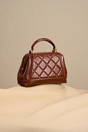 Chanel Mini Bag With Top Handle Shiny Lambskin Brown 18cm - 3